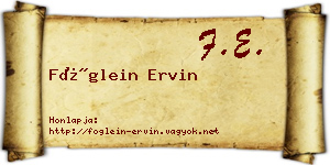 Föglein Ervin névjegykártya